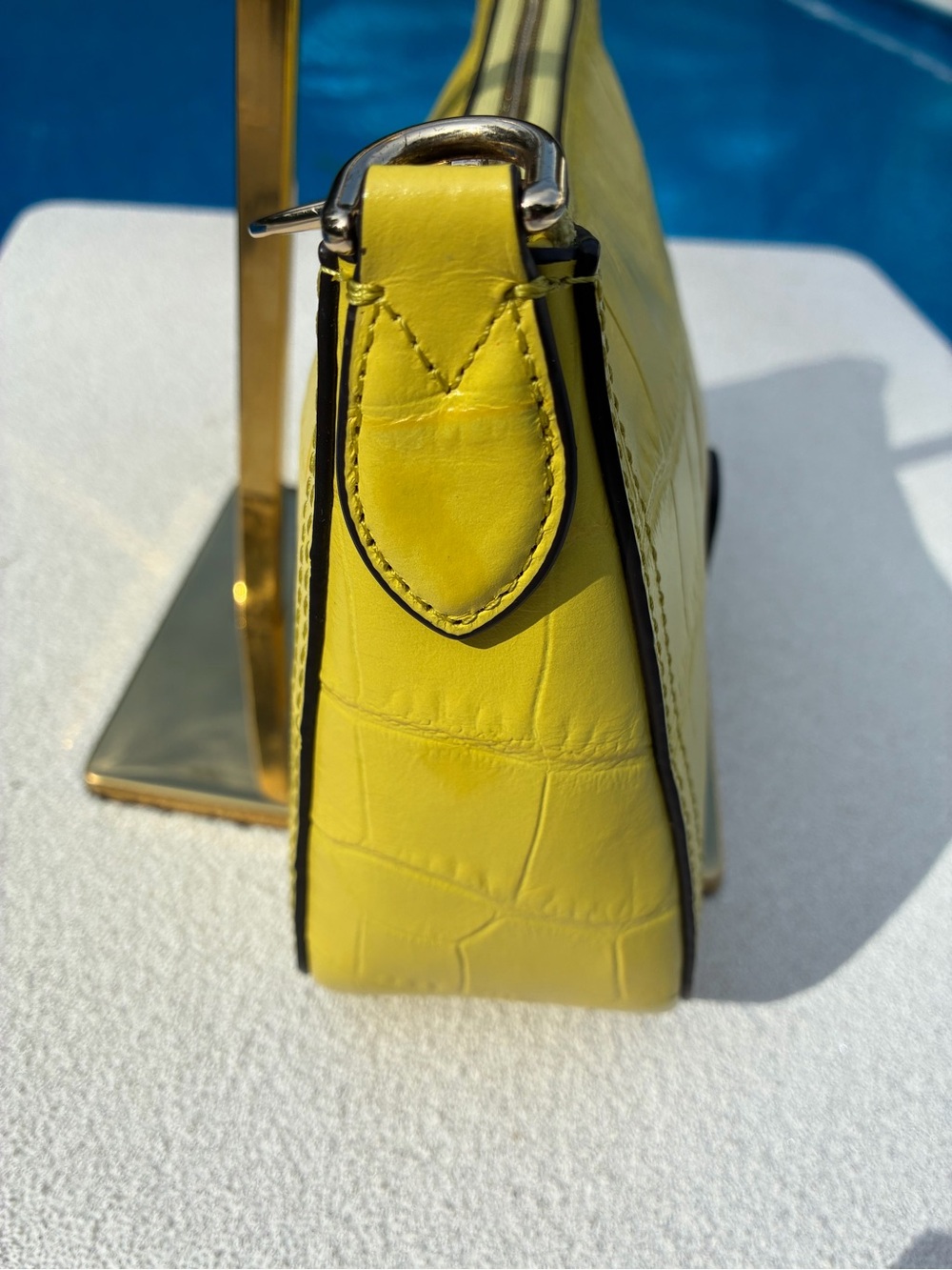 Furla Atena S Crossbody Yellow Croc Embossed Bag+2 Straps+Dust Bag - Picture 5 of 16